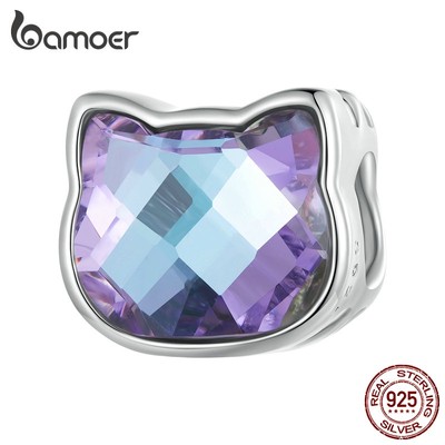 BAMOER Mặt Vòng cổ Bạc 925 Hình Mèo Dễ Thương