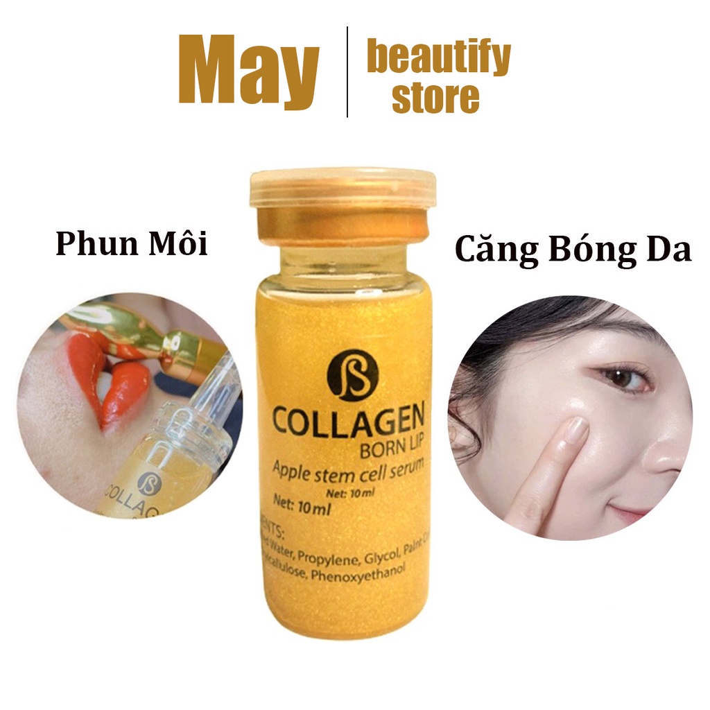 Serum Collagen tươi phun môi phủ bóng màu, serum dưỡng trắng da chống lão hóa lọ 10ml