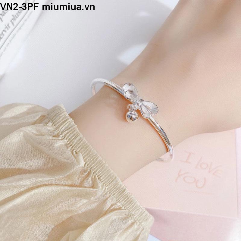 miumiuaVòng Đeo Tay Mạ Bạc Đính Chuông Nhỏ Thời Trang Hàn Quốc Cho Nữ