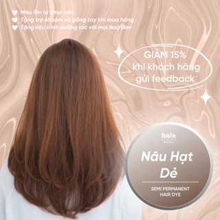 (Tặng Bodymist) Nhuộm tóc màu nâu hạt dẻ không tẩy (tặng trợ nhuộm + găng)