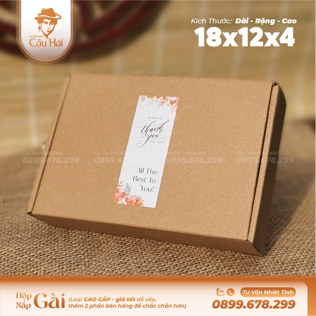 Set 20 hộp carton nắp GÀI 18x12x4