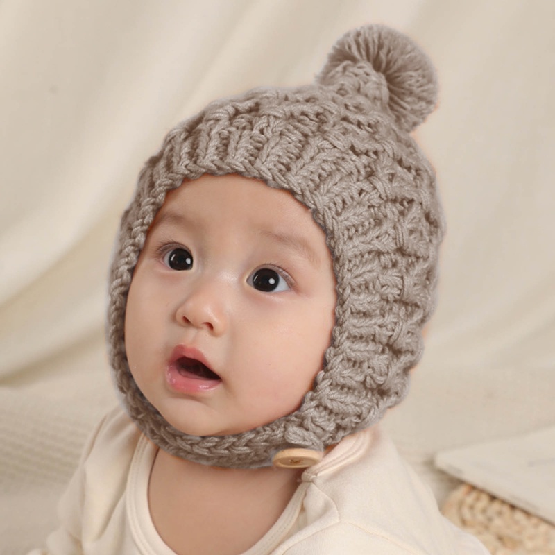 Mũ Len Beanie Mềm Mại Dày Dặn Giữ Ấm Tai Dễ Thương Cho Bé Sơ Sinh