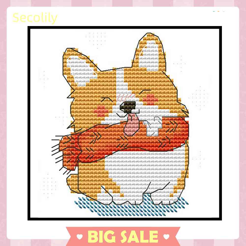 Mới Bộ Tranh Thêu Chữ Thập 14CT DIY Hình Chú Chó Cười Đang Cười