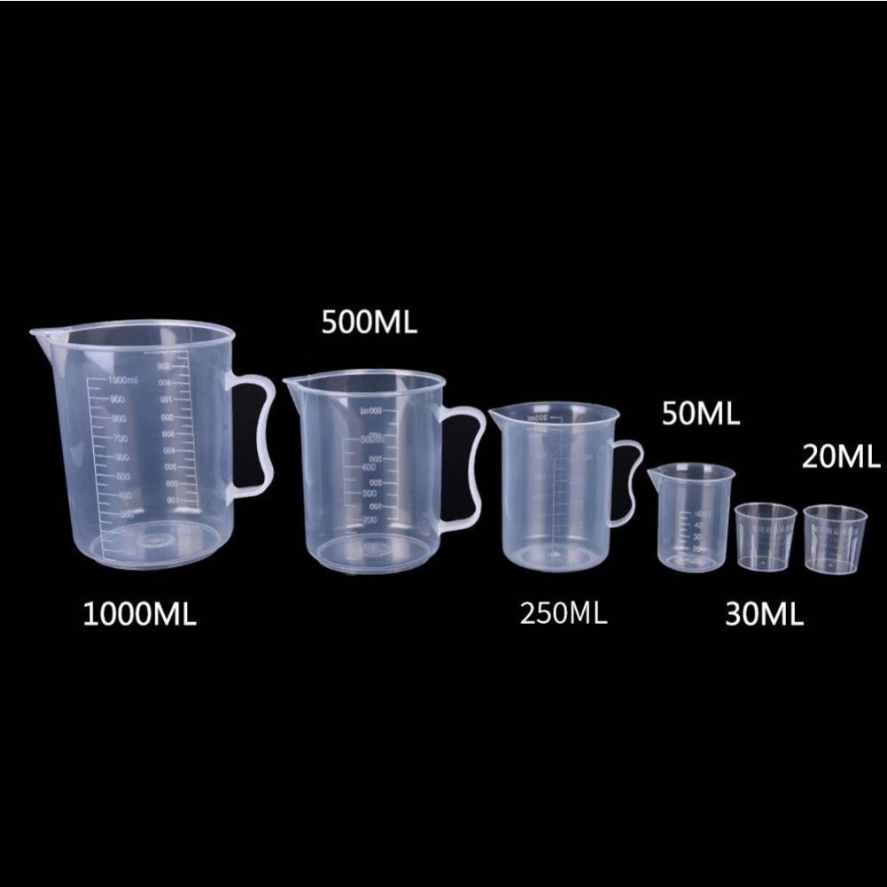 20ml / 30ml / 50ml / 250ml / 500ml / 1000ml cốc đo chia độ bằng nhựa trong suốt để nướng cốc đo chất lỏng hộp đựng jugcup dụng cụ nhà bếp làm đồ trang sức