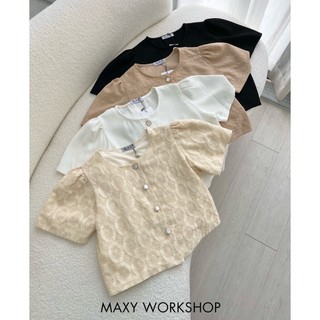 Áo nữ vai áo phồng sang chảnh Pearl Button Top Maxy Workshop
