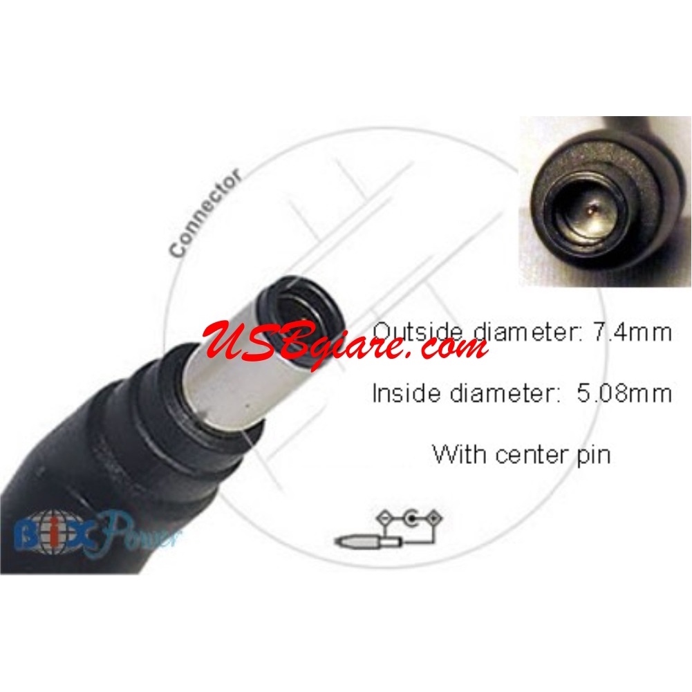 DÂY NGUỒN DC CHO SẠC LAPTOP HP/DELL CHÂN KIM 7.4 X 5.0MM