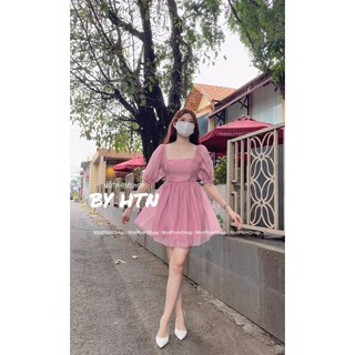 ĐẦM CỔ VUÔNG VOAN