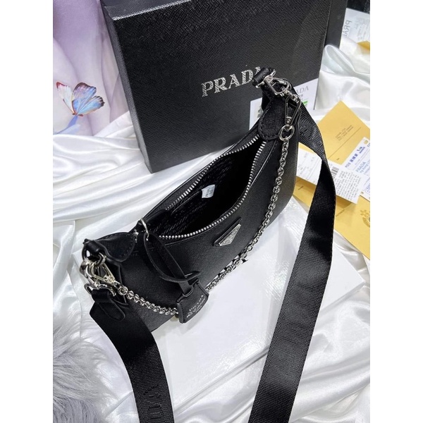 Set túi kẹp nách #prada da xước kèm ví có hộp