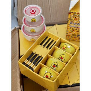 bộ chén sứ con vịt vàng 8 món