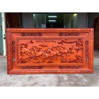 Tranh treo tường mã đáo thành công gỗ hương kích thước 127cmx 67cm