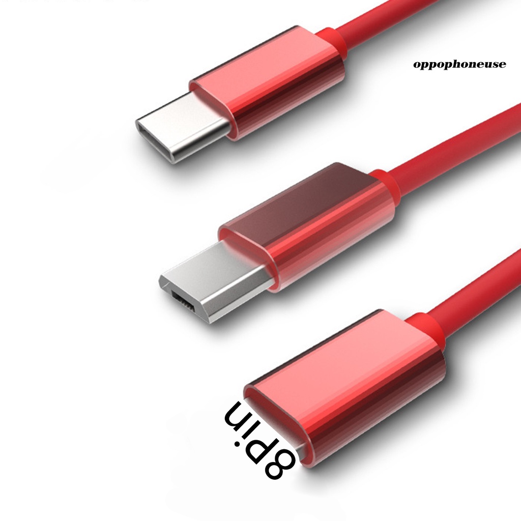 Dây Cáp Sạc Nhanh 3 Trong 1 Micro-USB 8 Pin 2.4A Cho Điện Thoại Oppo