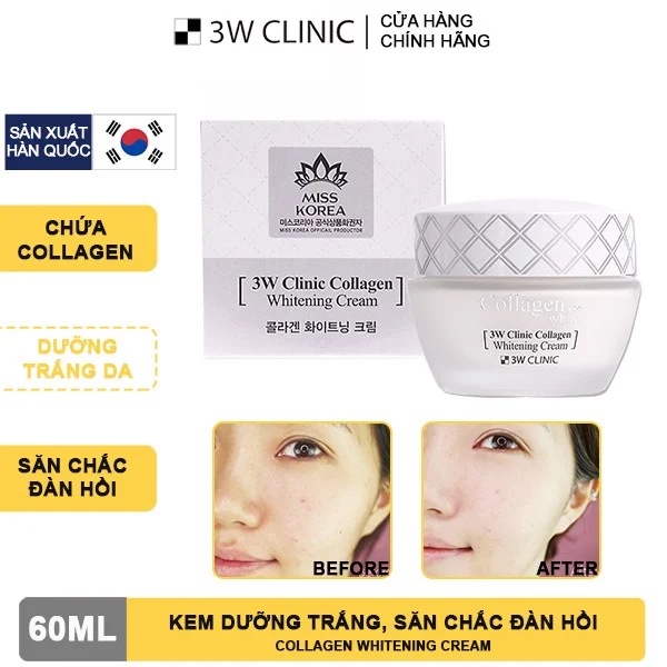 Kem Dưỡng Da Trắng Sáng Từ Tinh Chất Collagen 3W Clinic Collagen Whitening Cream 60ml