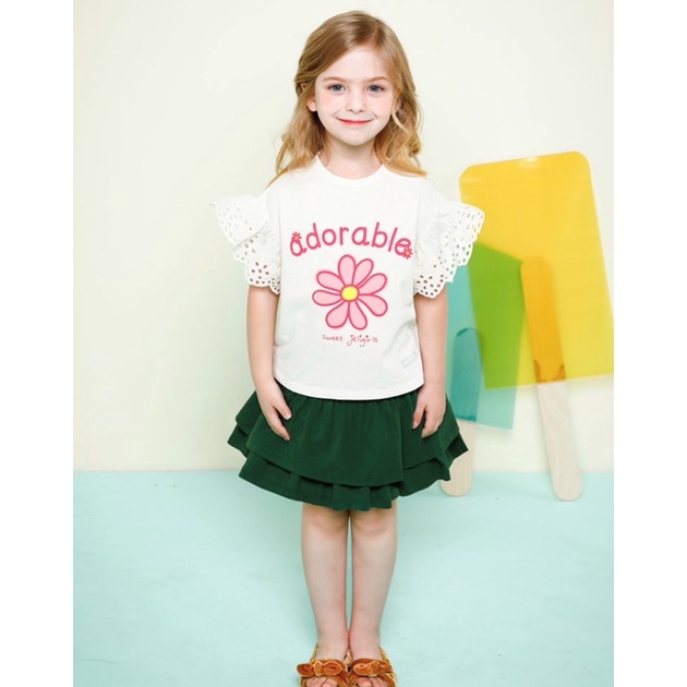 Bộ váy áo Jeli hoa ngực Adorable bé gái