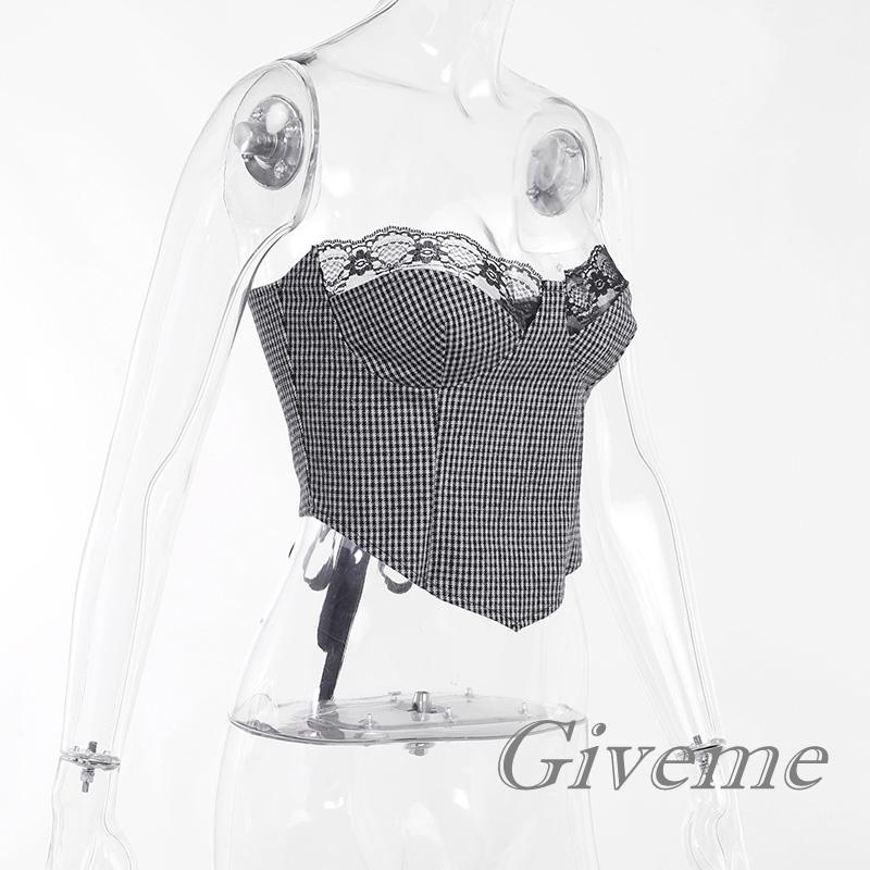 Áo Lửng Cúp Ngực Phối Ren Thời Trang Cho Nữ