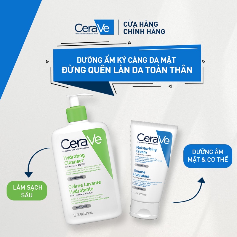 Kem dưỡng ẩm toàn thân (cơ thể và da mặt) Cerave Moisturizing Cream 50ML