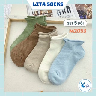Tất vớ nhún cổ thấp 5 màu basic - t37 - lita socks