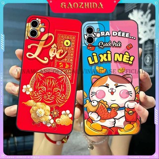 Ốp Iphone In hình Mèo thần tài, tết cho Iphone5-14/pro/max/promax...