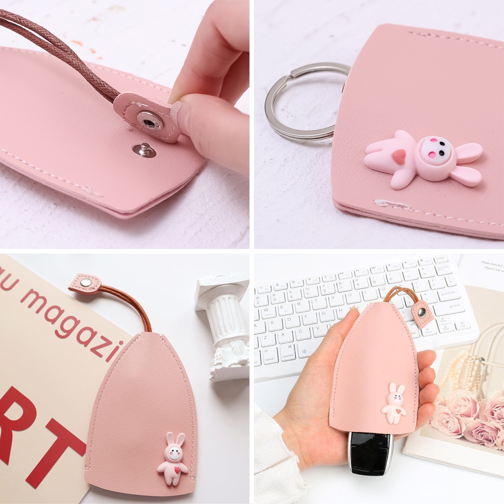 Móc Khóa Da PU Hình Thỏ Dễ Thương Sáng Tạo