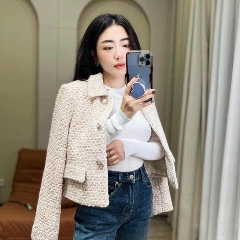 Áo khoác tweed mix màu za.ra