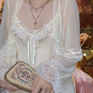 Đầm Ngủ Hai Mảnh Siêu Mỏng Mềm Mại Ngọt Ngào Và Mềm Mại "Cicadas Tweet" Phong Cách retro Tòa Án Pháp Siêu f
