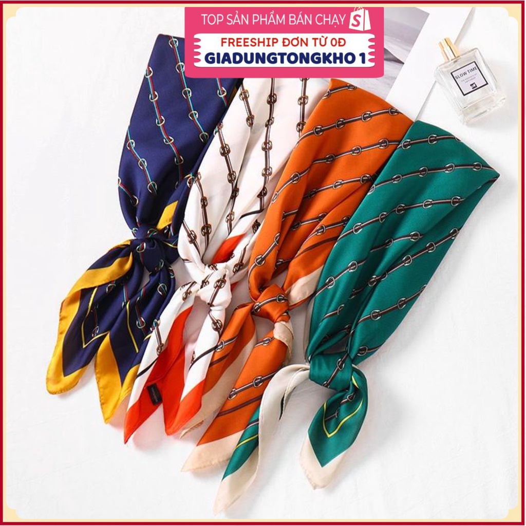 PVN54190 Khăn lụa quàng choàng cổ vuông turban đa năng thắt nhiều kiểu lụa satin mỏng nhẹ Giá Rẻ