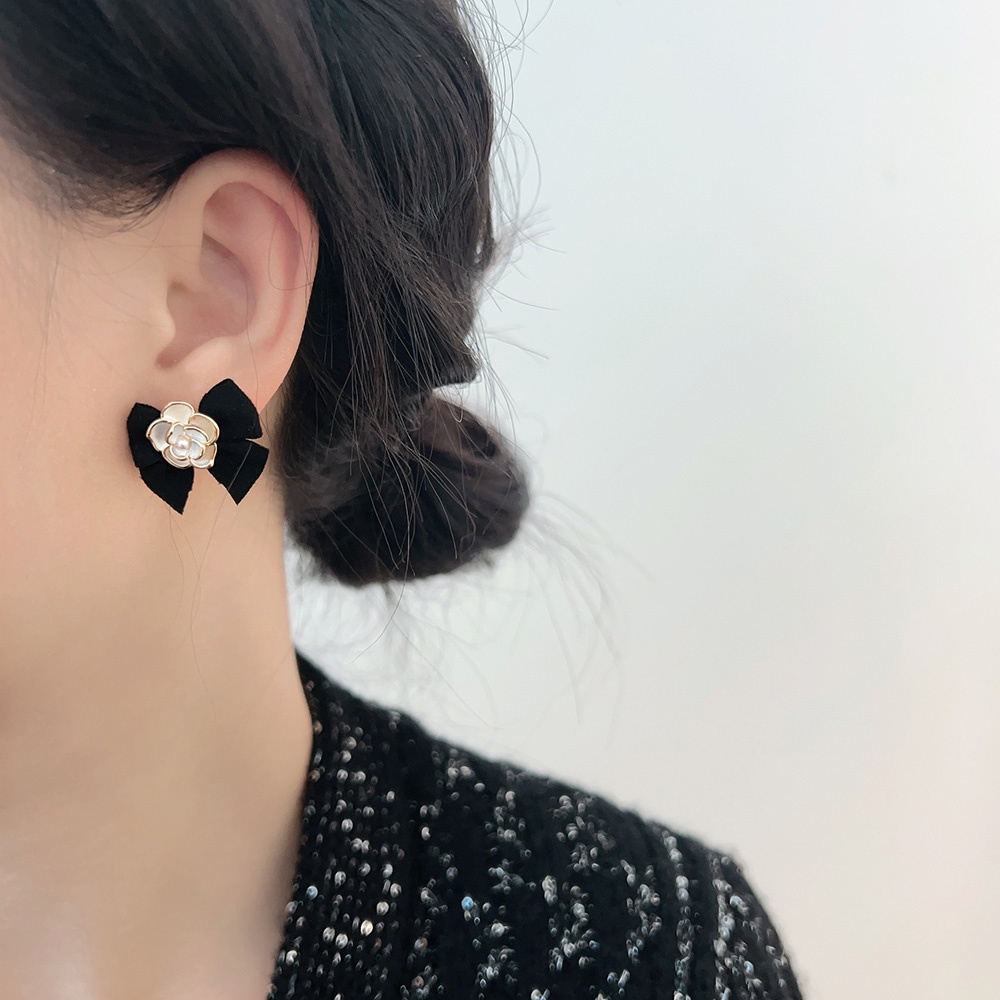 Bông Tai Hình Hoa Trà Thắt Nơ Xinh Xắn Thời Trang