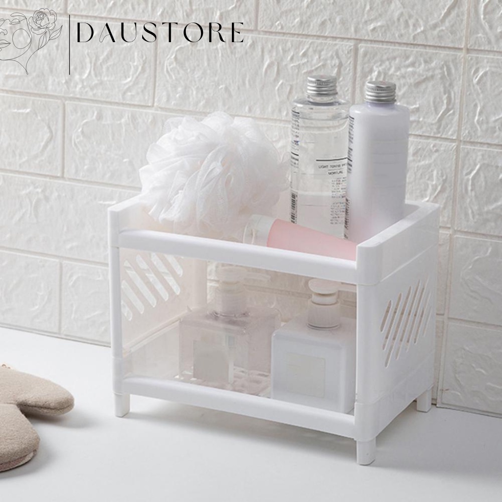 Kệ Nhựa Mini 2 Tầng Dung Tích Lớn Đựng Đồ Đa Năng, Sắp Xếp Trang Trí Bàn Học, Làm Việc 11165