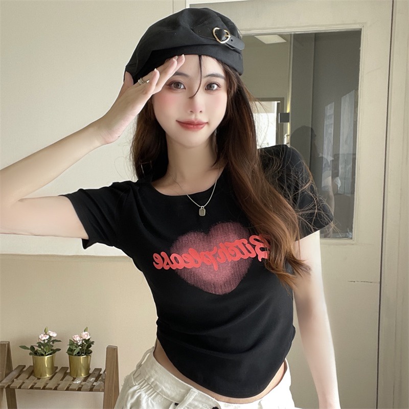 IELGYÁo Croptop Mỏng Lưng Cao In Họa Tiết Thời Trang Cho Nữ