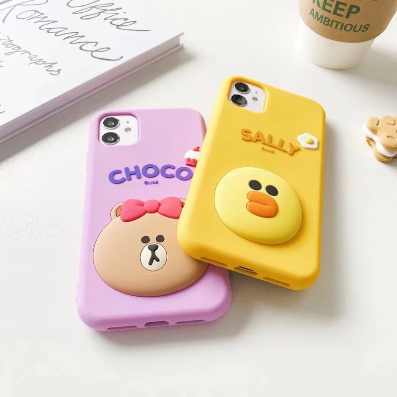 LINE FRIENDS Ốp Điện Thoại Silicon Mềm Hình Gấu Nâu Cony Sally 3D Cho iPhone 14 Pro Max 14 Plus 13 Pro Max 12 Pro Max 12 Pro 11 Pro Max 11