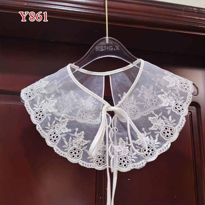 Cổ Áo Giả Thêu Trang Trí Nơ Màu Trơn Dễ Phối Đồ Thời Trang