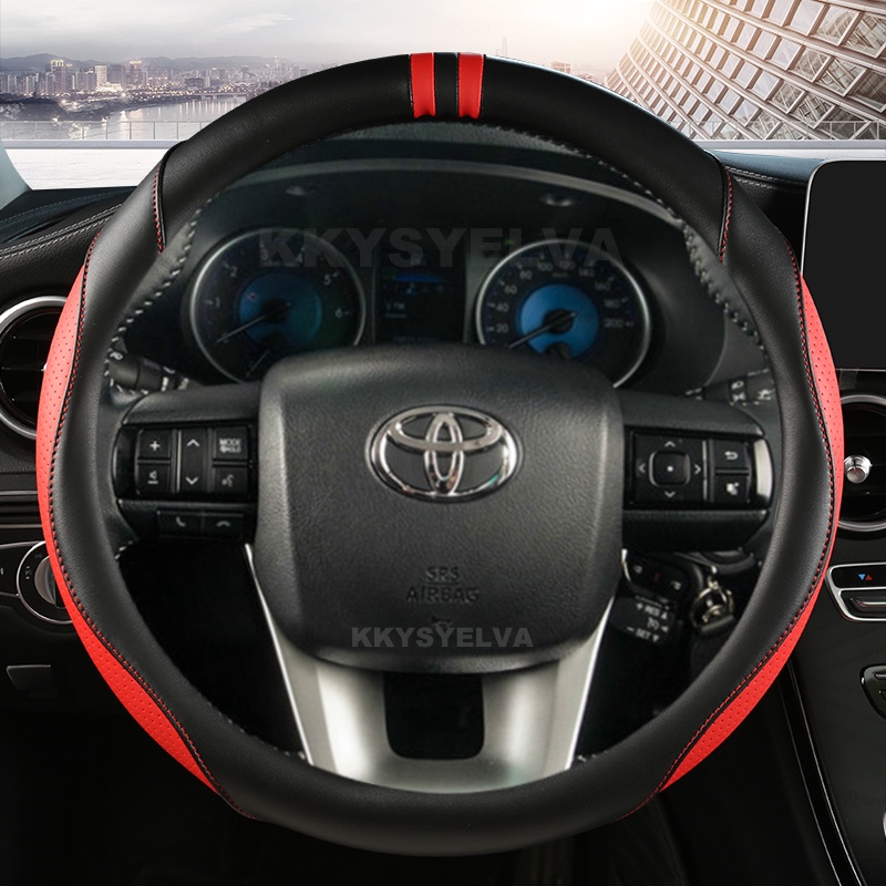 Bọc Vô Lăng Bằng Da Sợi Nhỏ Cho Xe Hơi Toyota Fortuner 2016-2019 2021 2022 Hilux 2015-2019 2020 2022