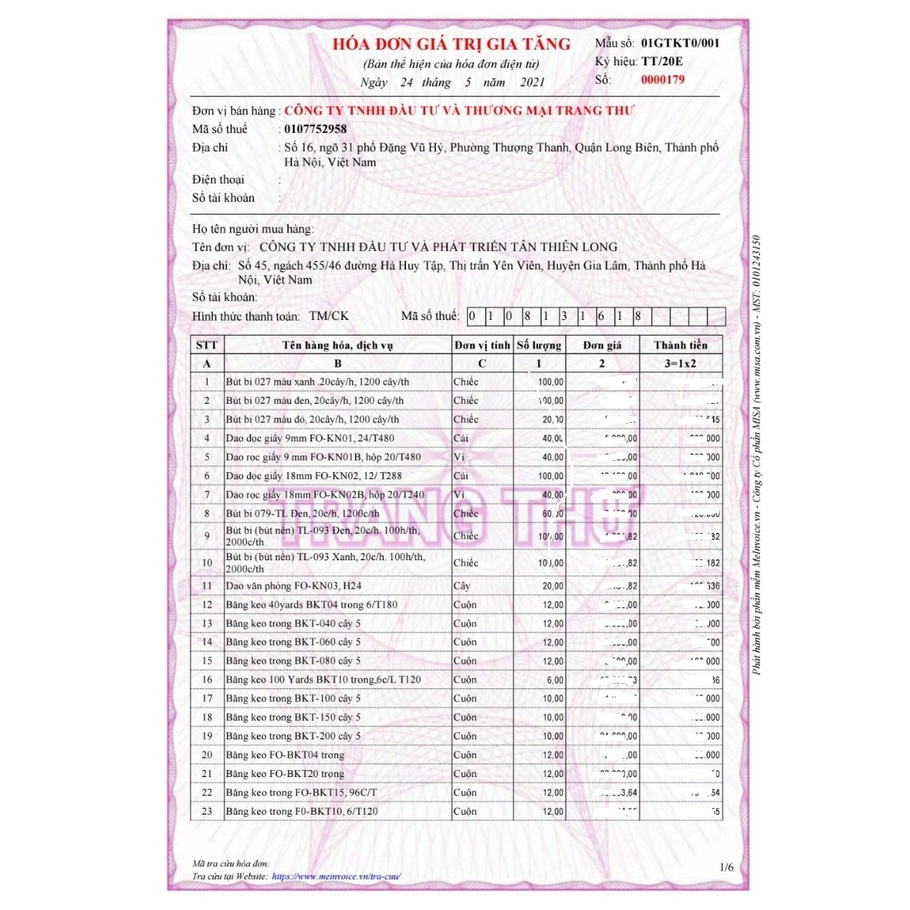 Bút bi Thiên Long TL-025 ngòi 0.8mm I Bút TL025 có ruột thay BPR-05
