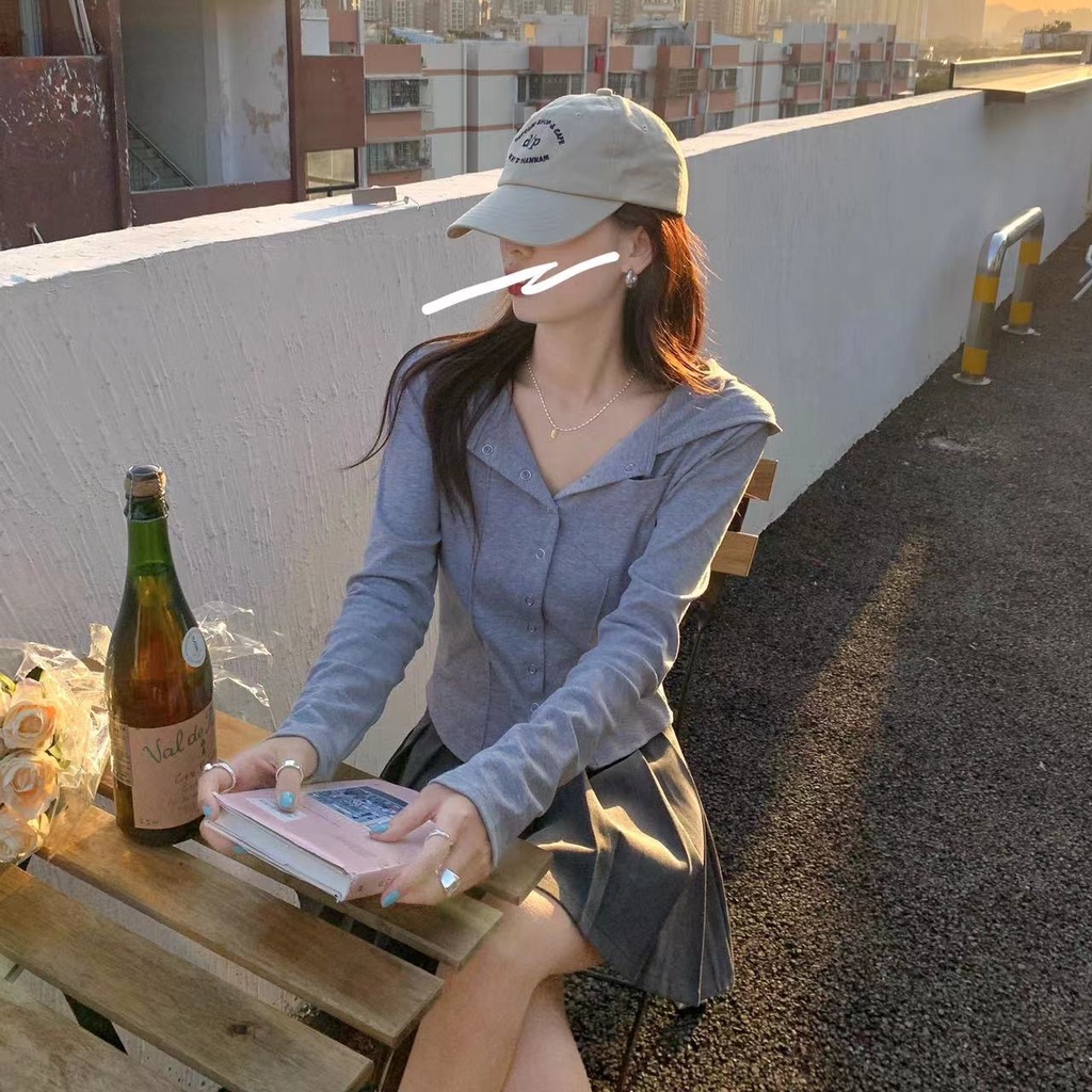 QADCOL Áo Khoác cardigan Vải Nhung Có Nón Dáng Ôm Thời Trang Thu Đông Dành Cho Bạn Nữ