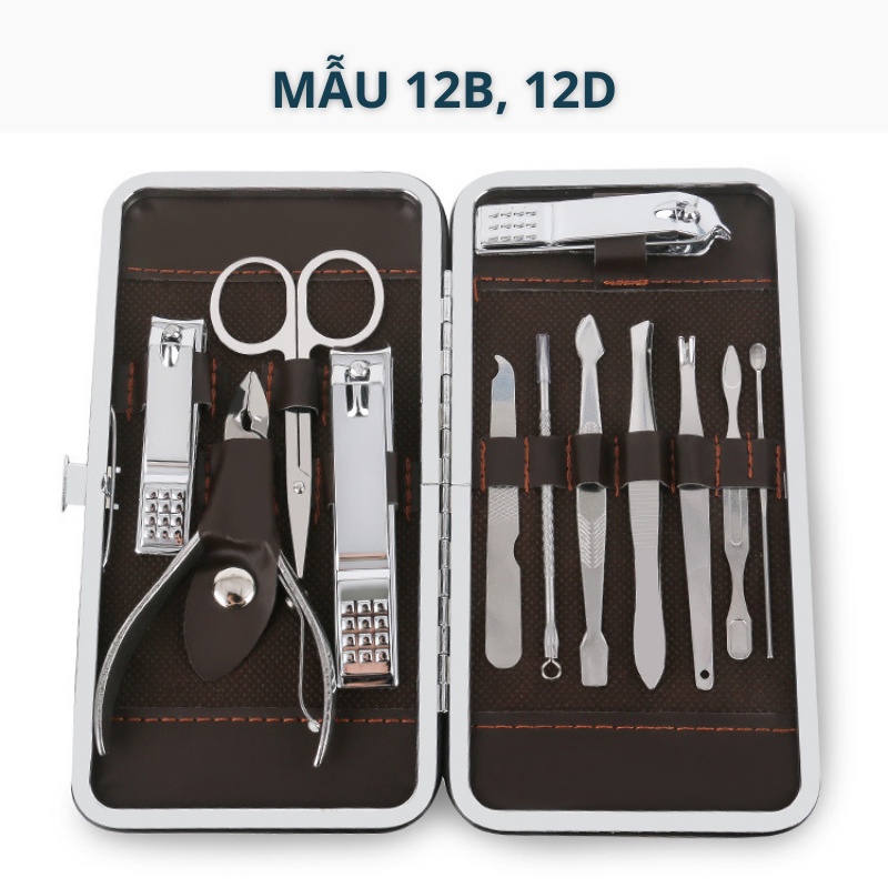 Bộ Dụng Cụ Cắt Bấm Dũa Móng Tay Móng Chân 12 Món Thép Không Gỉ Sandrine BMT2