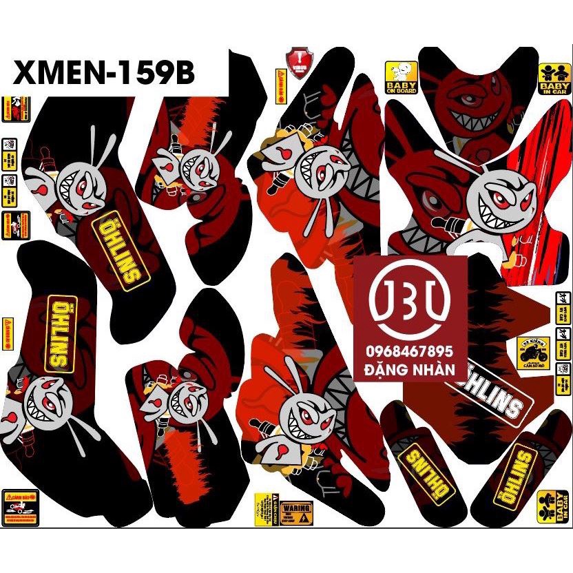 Tem trùm xe điện xmen -159b THỎ OLIN SĂC NÉT ĐẸP BỀN