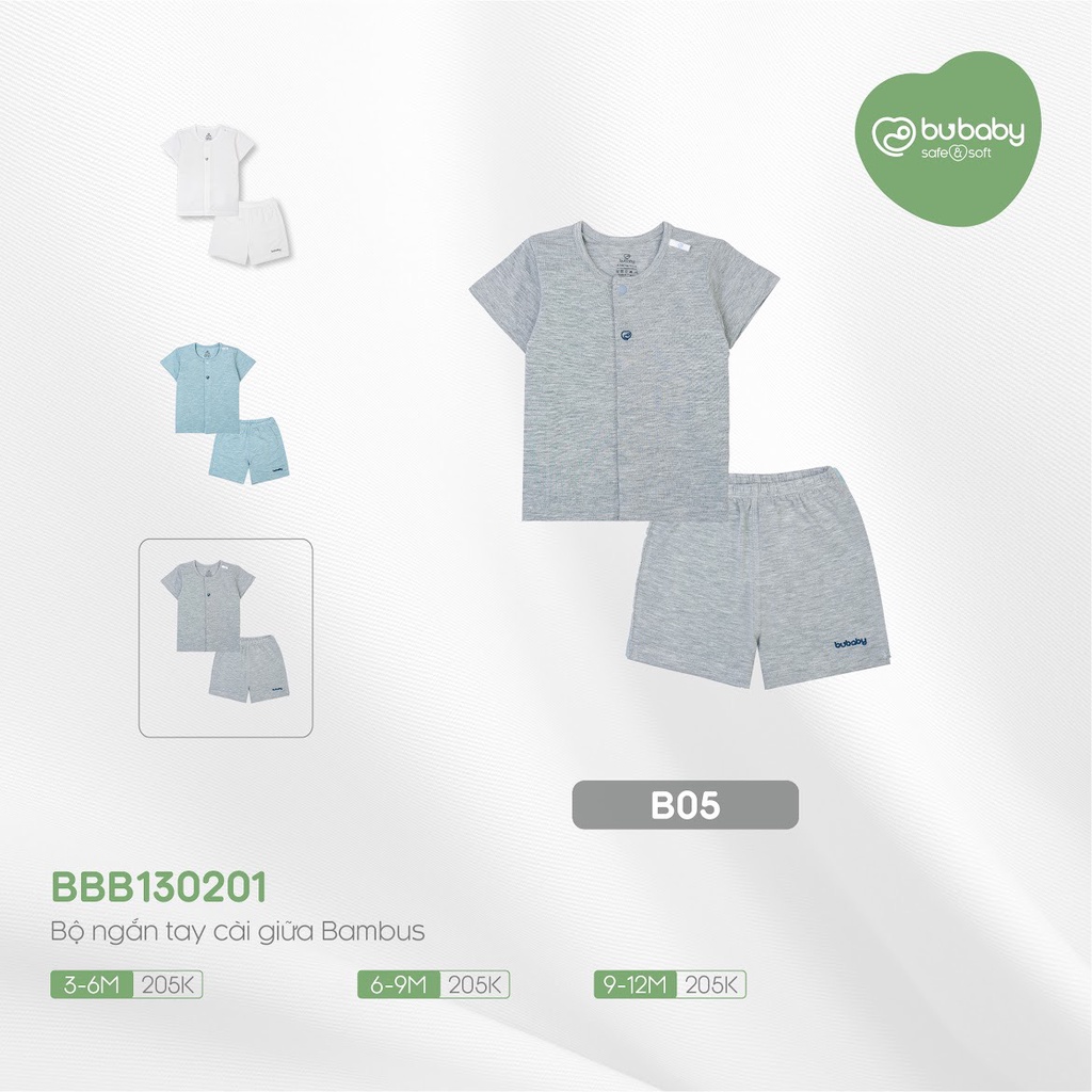 Bu baby - Bộ ngắn tay cài giữa Bambus BBB130201