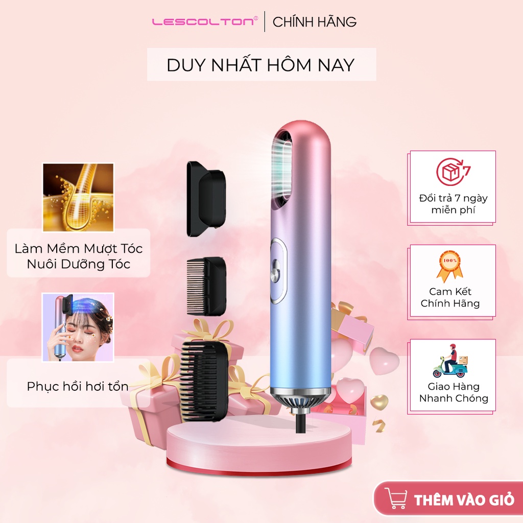 Máy sấy tóc mini Lescolton chức năng sấy ion tặng kèm 3 đầu tạo kiểu tóc chuyên nghiệp