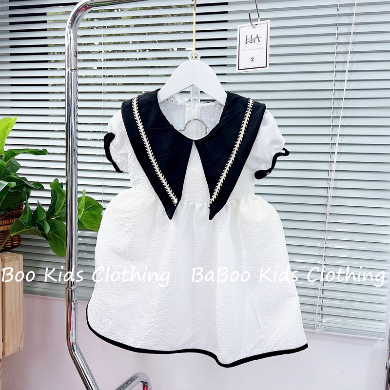 Váy Bé Gái Thiết Kế Cổ Chữ V Siêu Xinh Tinh Tế BaBoo Kids