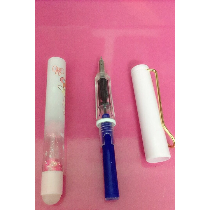Bút máy tẩy/xóa được mẫu kim tuyến cute, ngòi kim tinh mài - bút có sẵn ống mực.Linzstore89