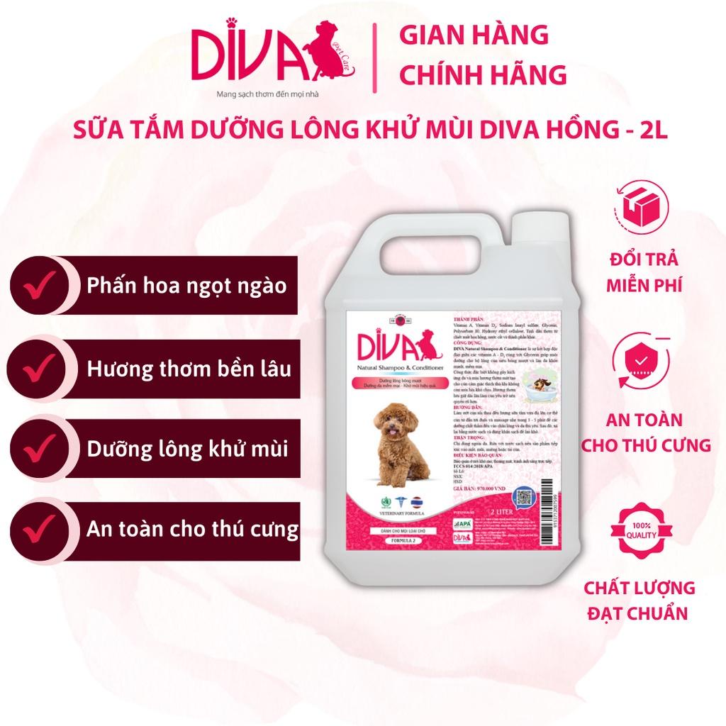 Sữa tắm Diva Hồng - Dưỡng lông, da, giảm rụng, khử mùi - 2lit & 5lit