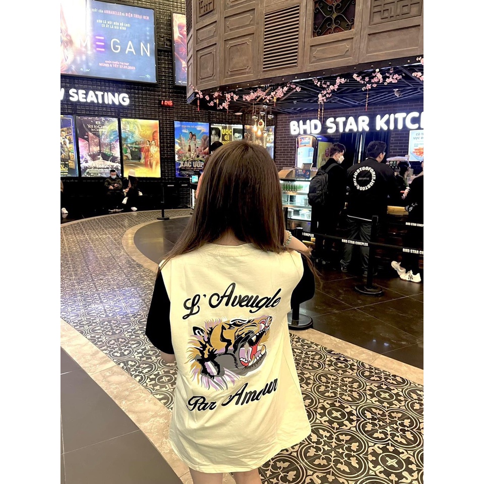 Áo thun nữ, nam unisex dáng rộng tay ngắn in hình hổ sau lưng, áo phông cộc tay hottrend