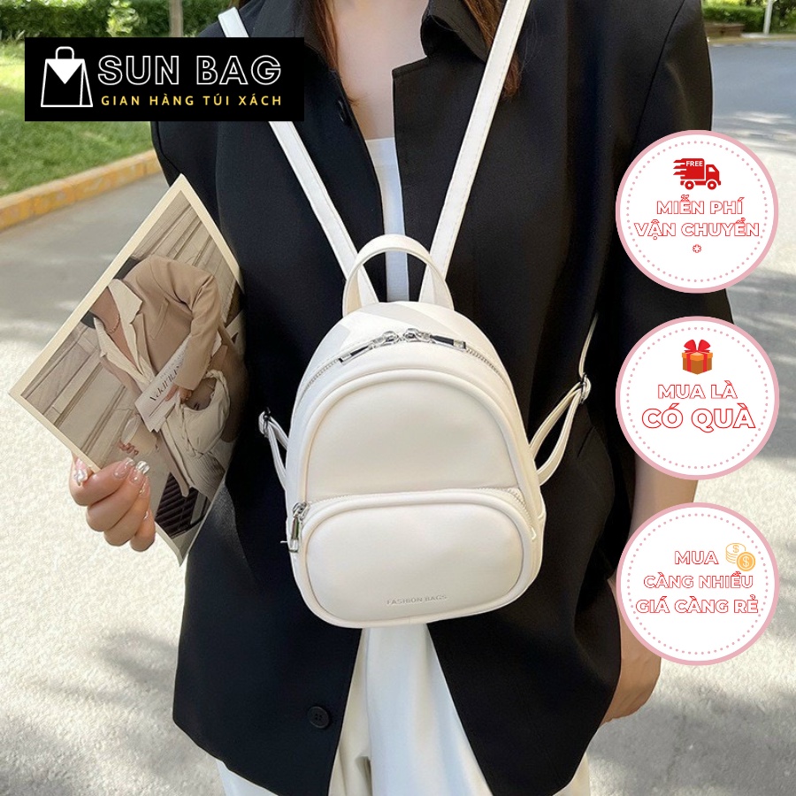 Balo Túi xách nữ đeo chéo Sun, túi đi chơi, đi học, da cao cấp thời trang, nhiều ngăn, dáng đứng size 16cm SB445