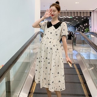 Váy bầu xinh xắn BĐA1836 - Váy bầu mùa hè 2022 chất ren hai lớp