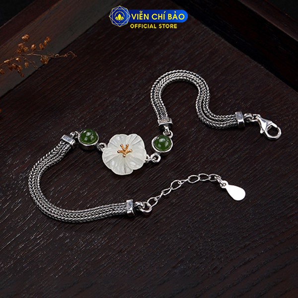 Lắc tay hoa sen chất liệu bạc Thái 925 thời trang phụ kiện trang sức Viễn Chí Bảo L000178