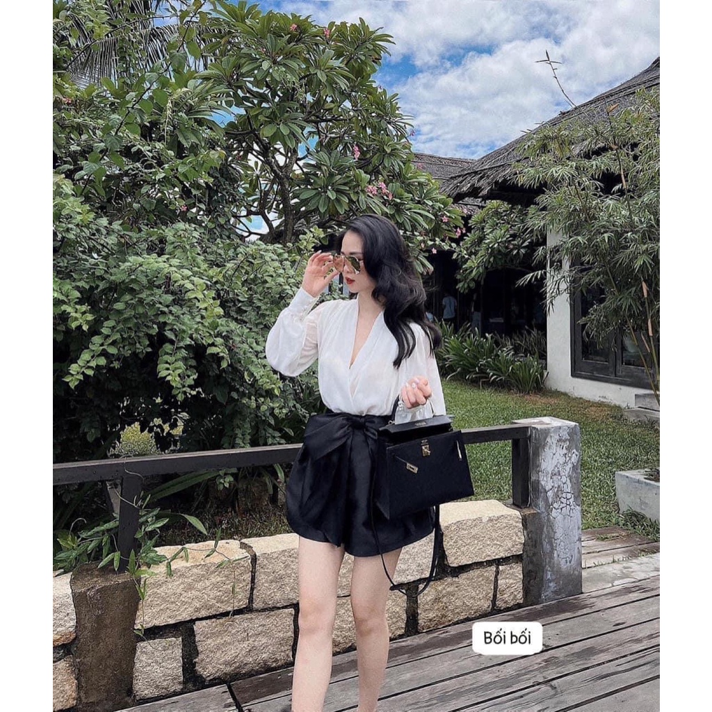 ✨BÁN SỈ✨Set chân váy nơ kèm áo lụa ly vai