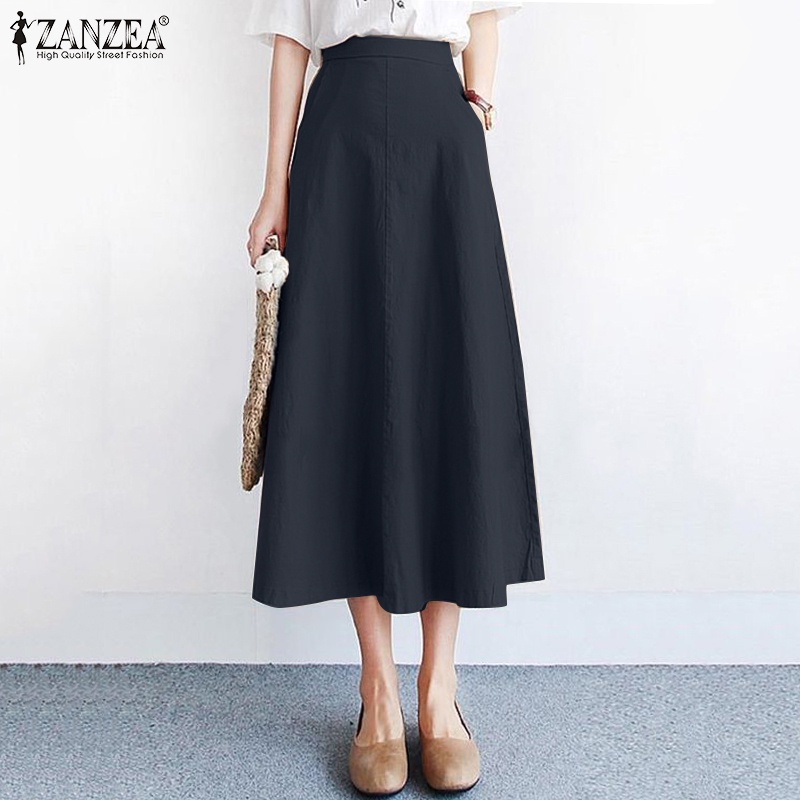 Chân váy ZANZEA màu trơn thanh lịch thời trang Hàn Quốc cho nữ