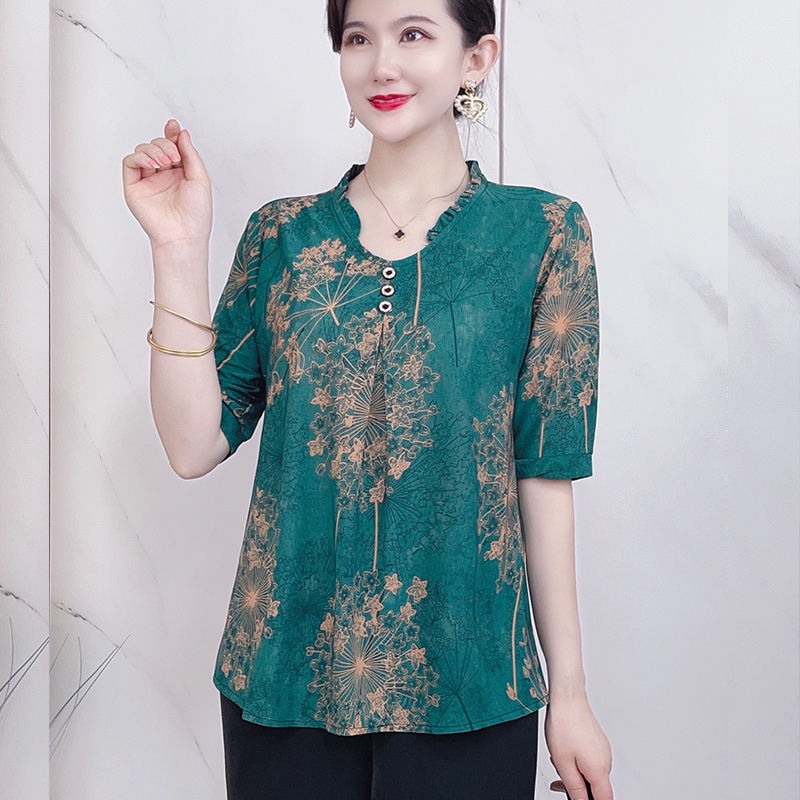 Áo Thun Tay Ngắn Dáng Rộng Thời Trang Mùa Hè Cho Nữ Trung Niên
