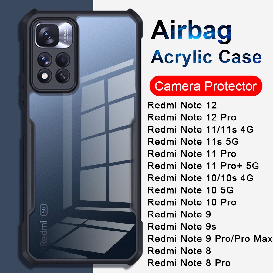 Ốp Điện Thoại Acrylic Có Túi Khí Chống Sốc Trong Suốt Siêu Mỏng Silicon Mềm Cho Xiaomi Redmi Note 12 11 Pro 11 Pro Plus 5G 11S 10S 10 9 8 Pro 5G Poco M3 X5 Pro