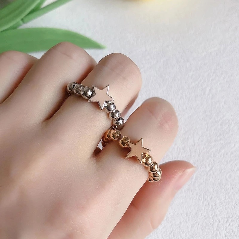 Nhẫn Đính Hạt Đơn Giản Co Giãn Có Thể Điều Chỉnh Kích Cỡ