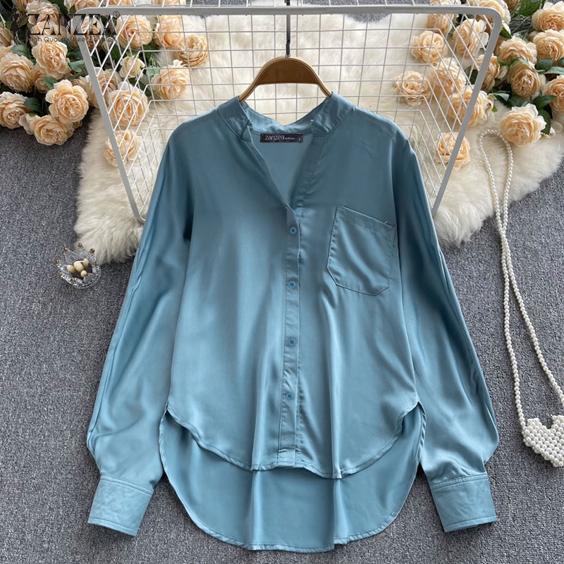 Zanzea Áo Sơ Mi Tay Dài Cổ Chữ V Thời Trang Quyến Rũ Cho Nữ
